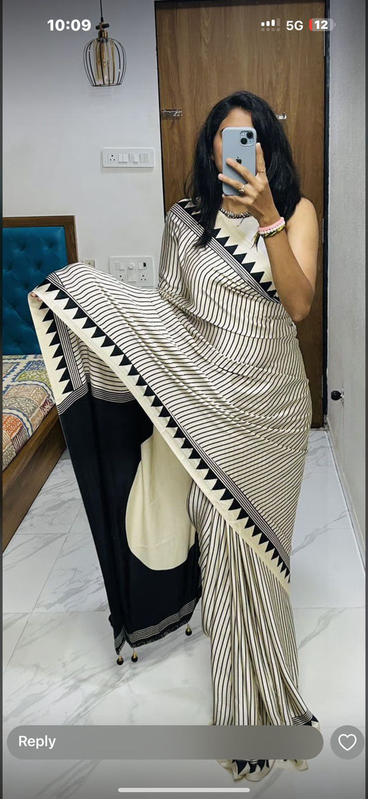 Kayatri New Designer Pure Crape Satin Ajrakh Printed Saree