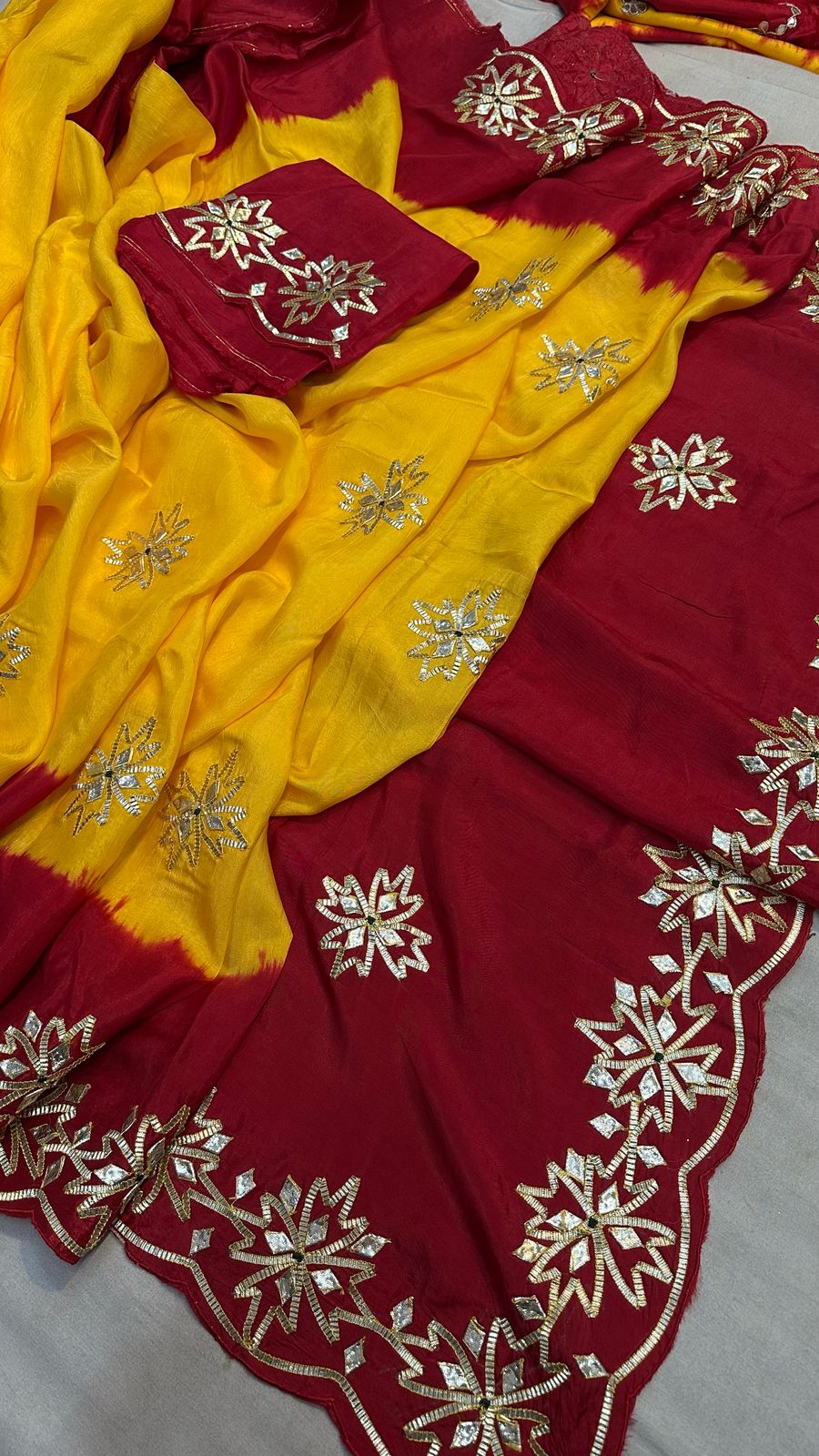 Kayatri New Pure Upada Silk Kacha Gotapatti Work Saree