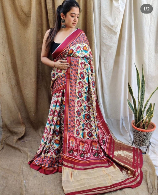 Kayatri New Pure Gaji Silk Bandhej Print With Lagadi Pallu Saree
