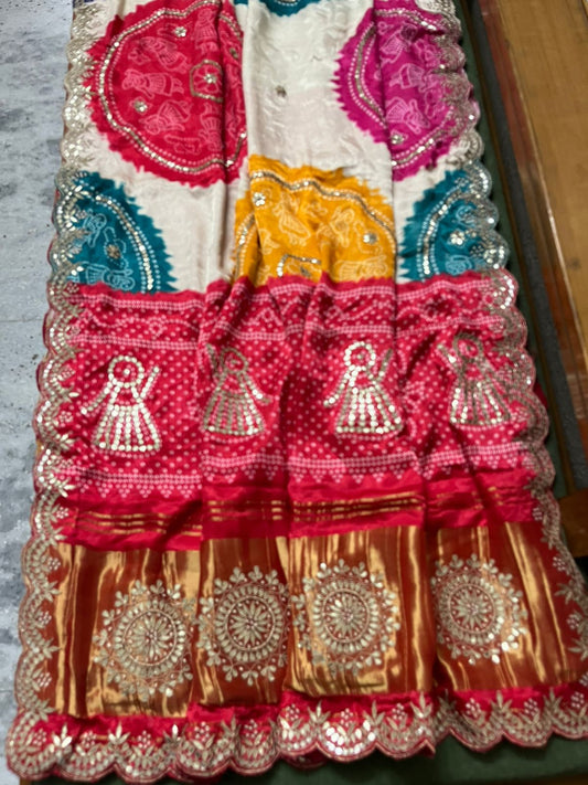 Kayatri New Pure Modal Gaji Silk Hand Goapatti Work Saree