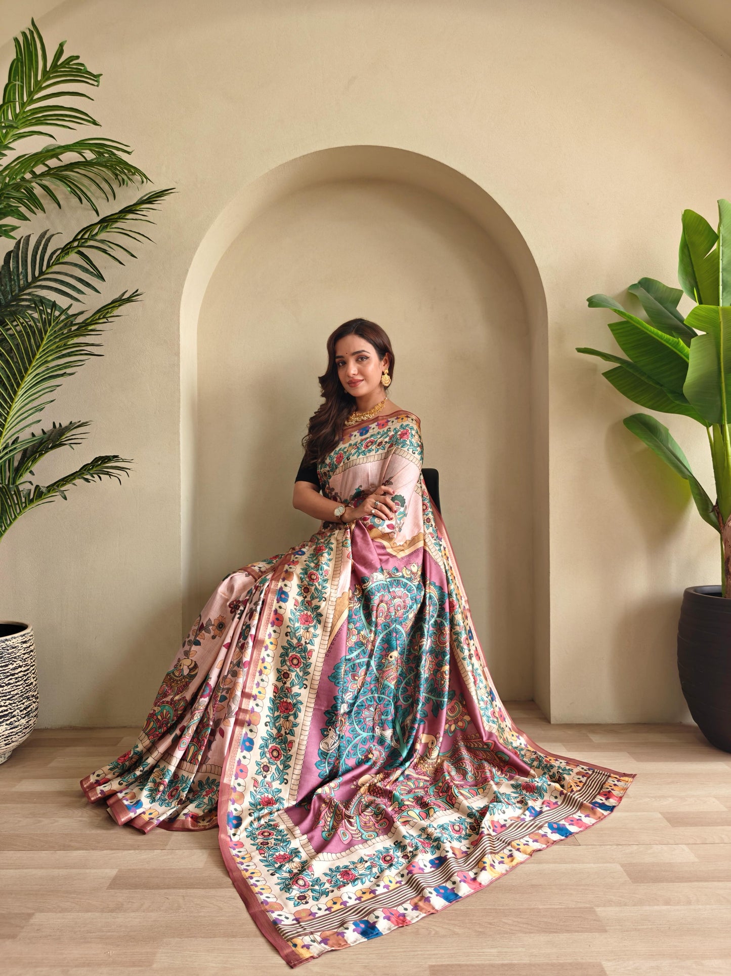 Kayatri New Soft Silk Kalamkari Printed Saree