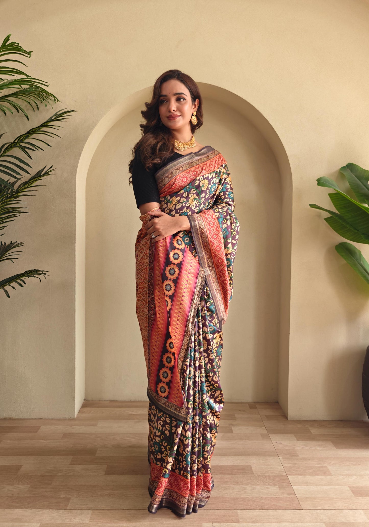 Kayatri New Soft Silk Kalamkari Printed Saree