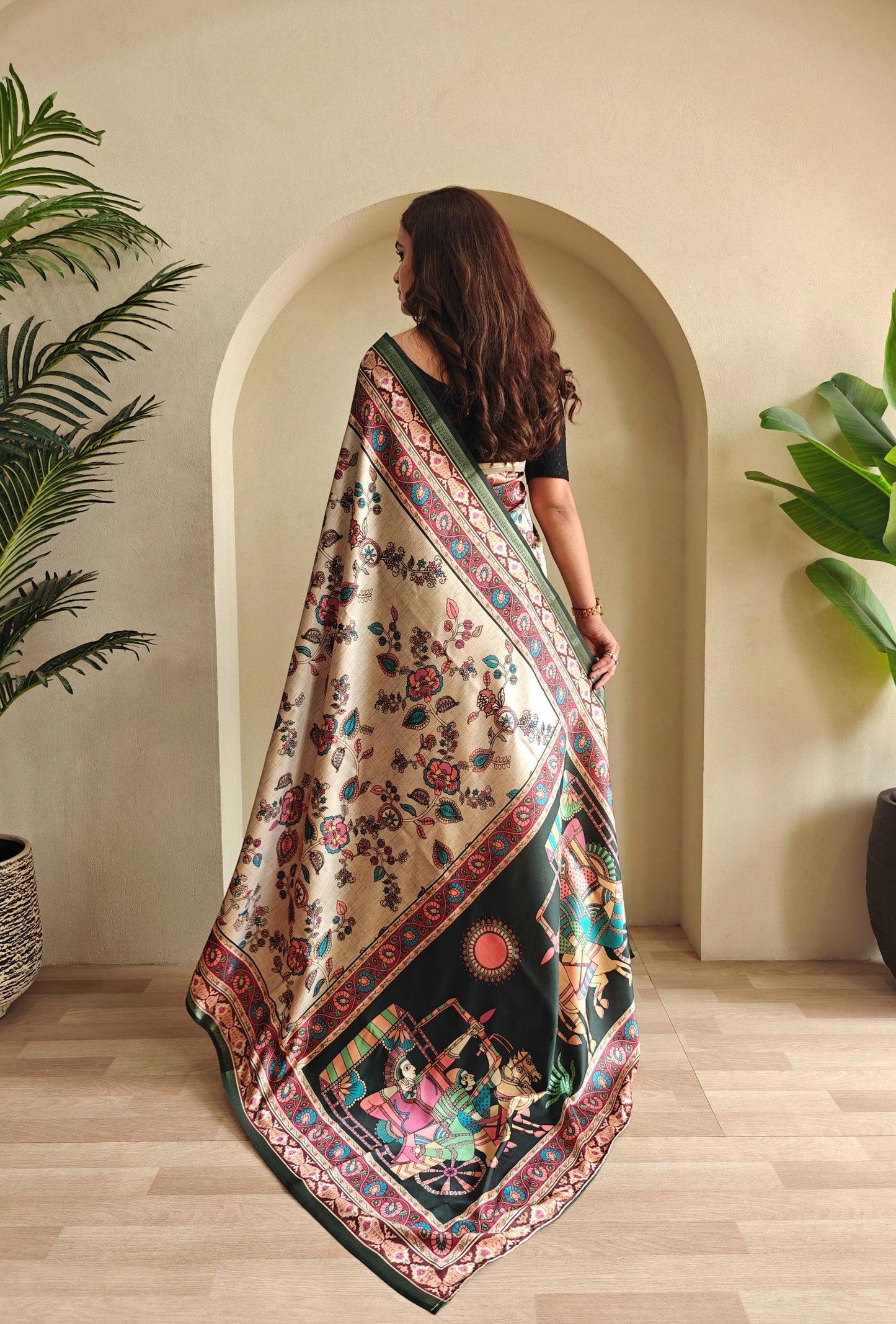 Kayatri New Soft Silk Kalamkari Printed Saree
