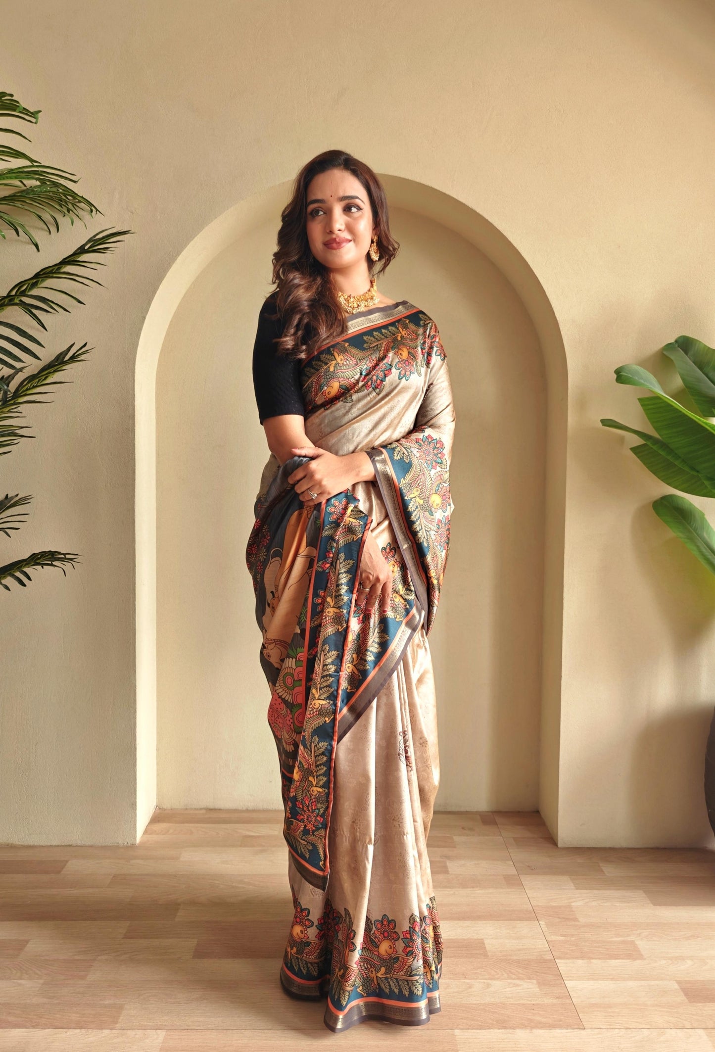 Kayatri New Soft Silk Kalamkari Printed Saree