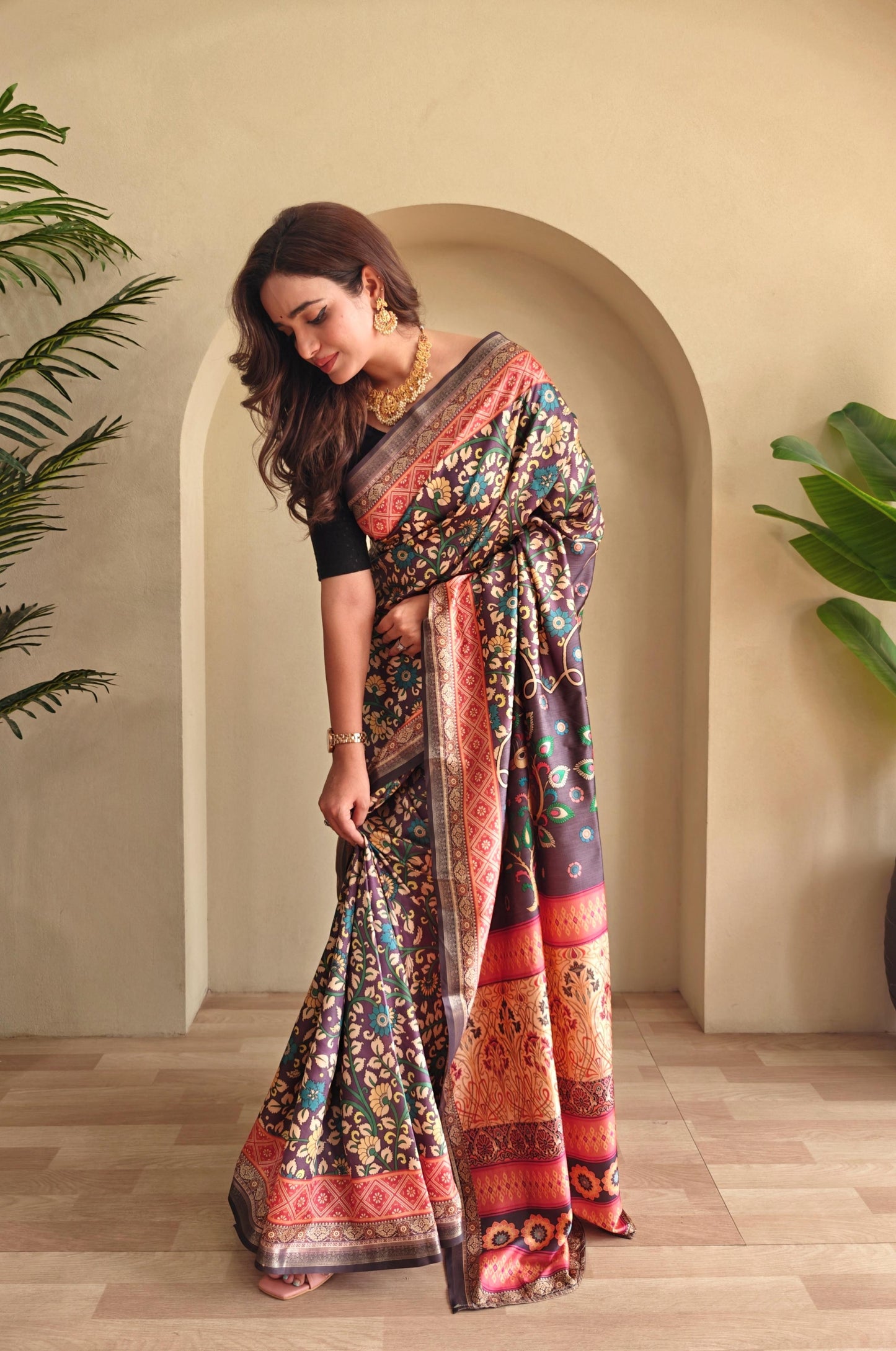 Kayatri New Soft Silk Kalamkari Printed Saree