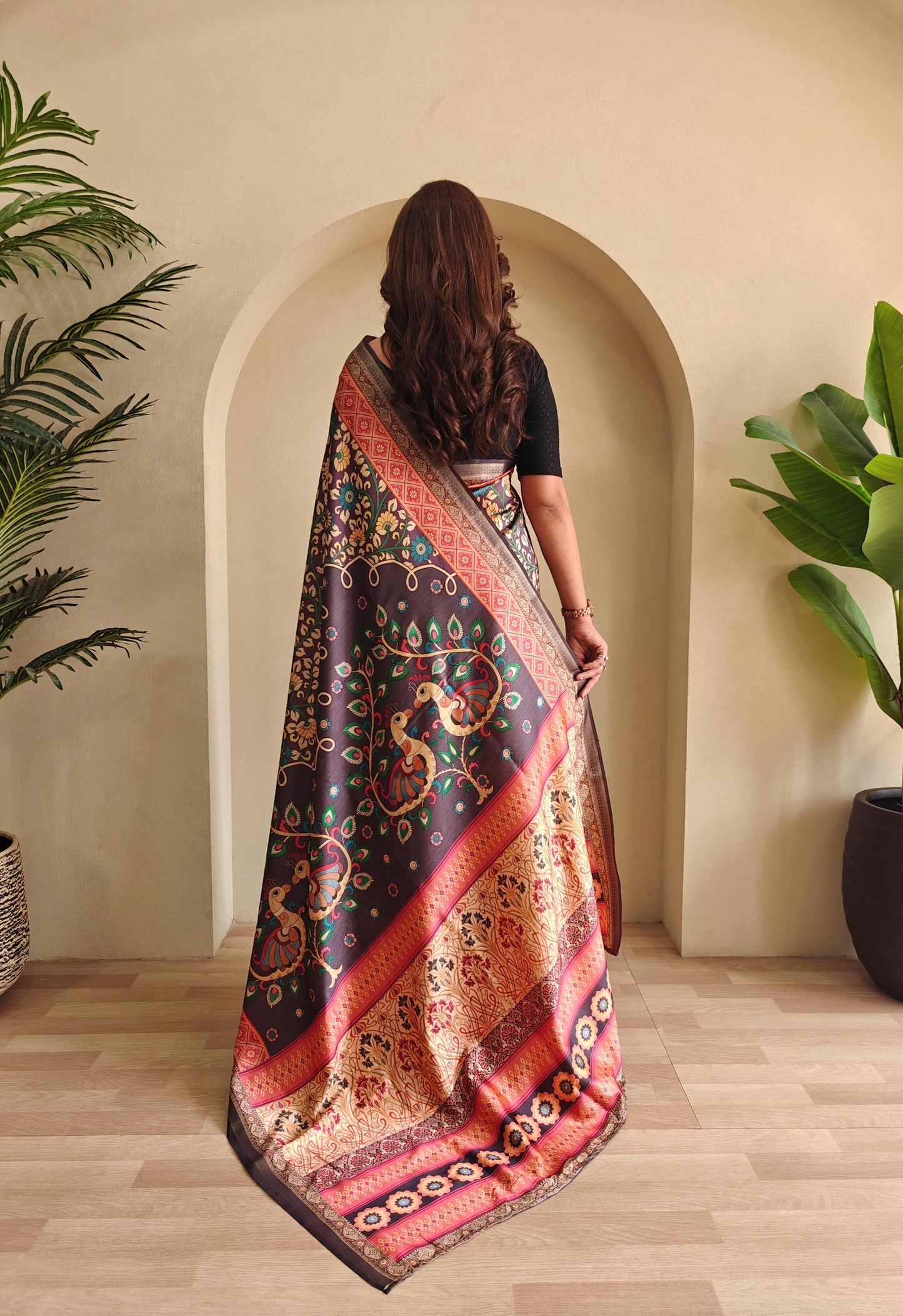 Kayatri New Soft Silk Kalamkari Printed Saree