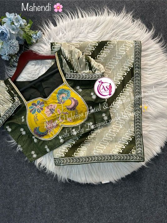 Kayatri New Pure Chinon Silk Kalamkari Designer Saree