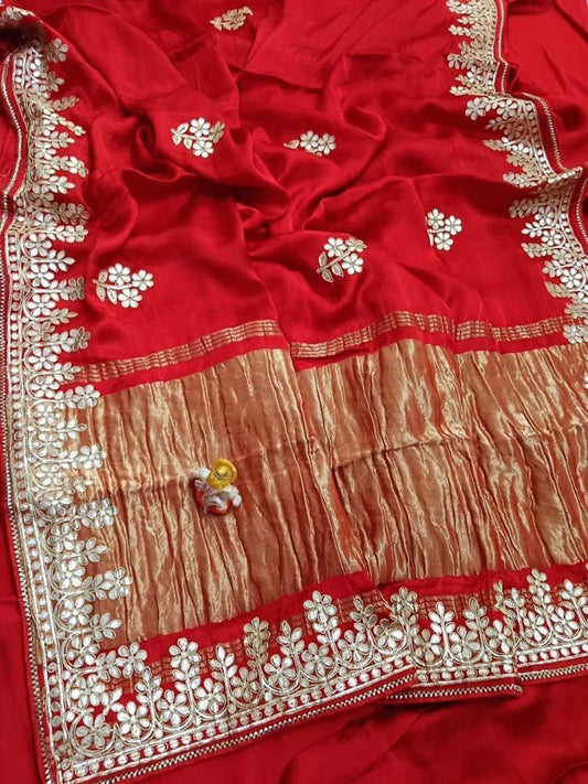 Kayatri New Pure Gaji Silk Hand Gotapatti Saree