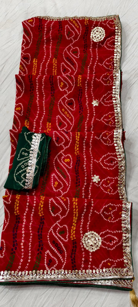 Kayatri New Pure Georgette Gotapatti Work Saree
