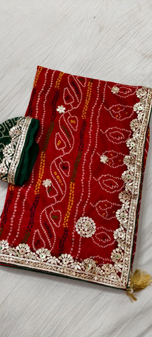 Kayatri New Pure Georgette Bandhani Style Saree