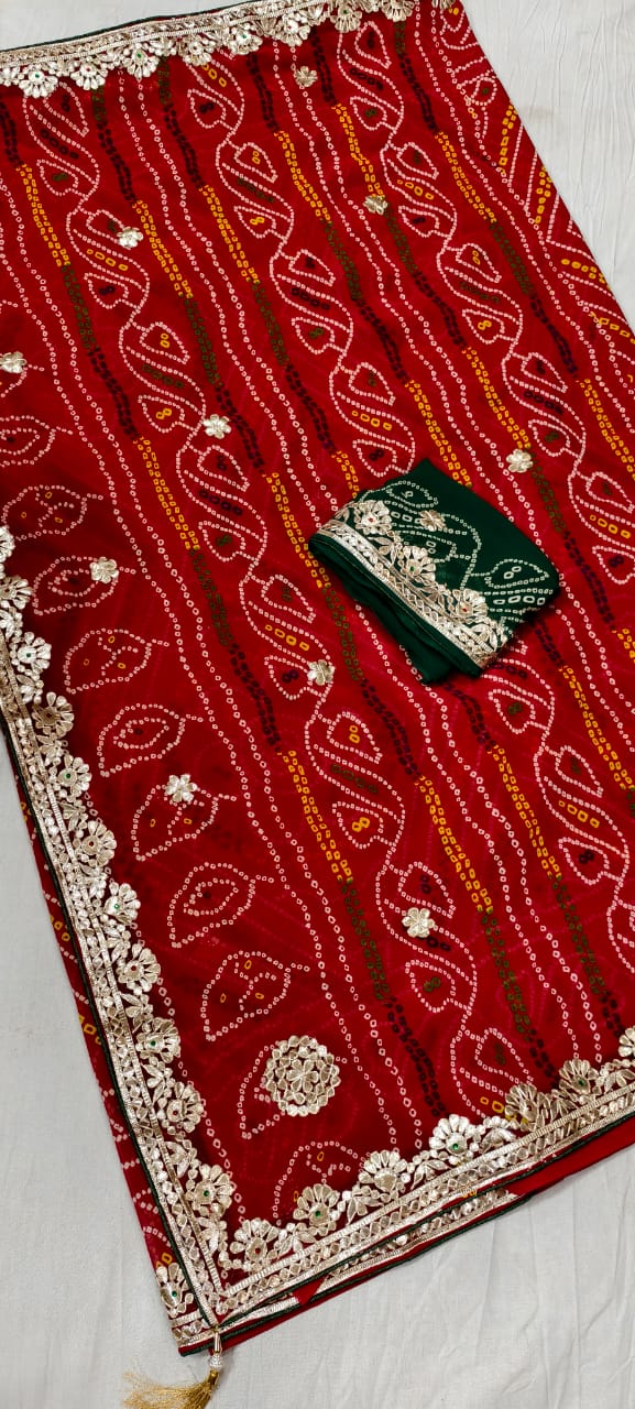 Kayatri New Pure Georgette Bandhani Style Saree