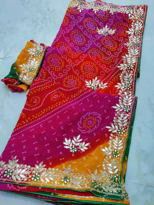 Kayatri New Pure Georgette Cutdana Work Saree