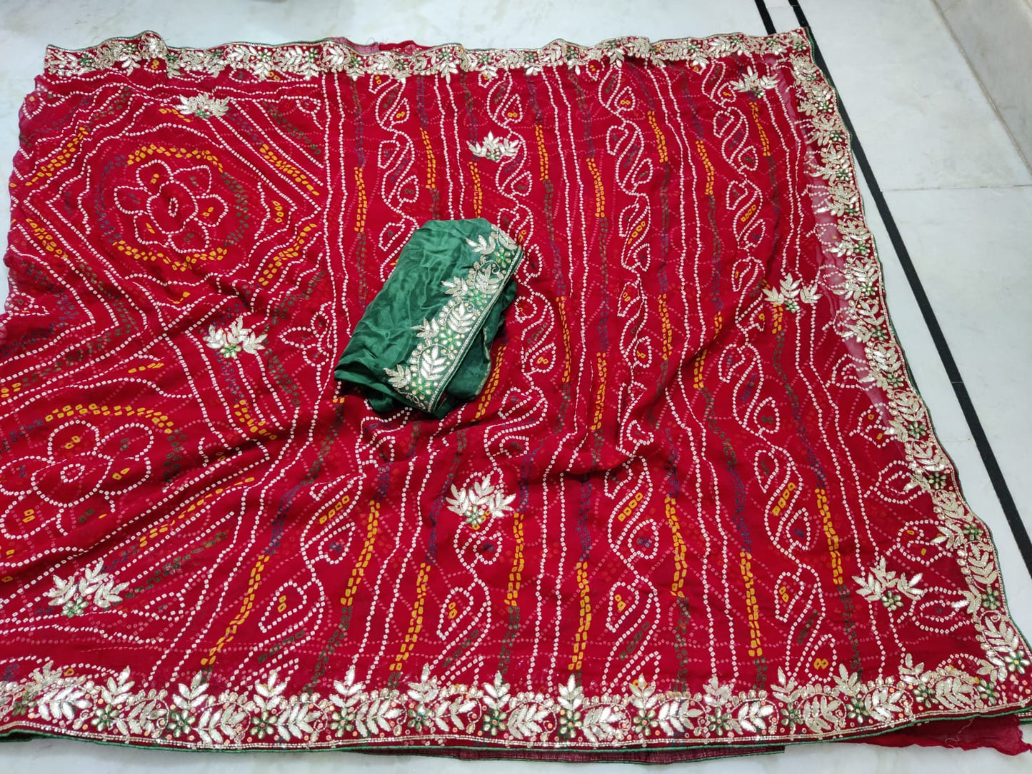 Kayatri New Designer Bandhani Style Cutdana Work Saree