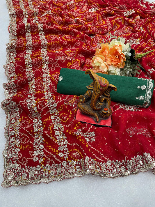 Kayatri New Beautiful Heavy Georgette Bandhani Saree