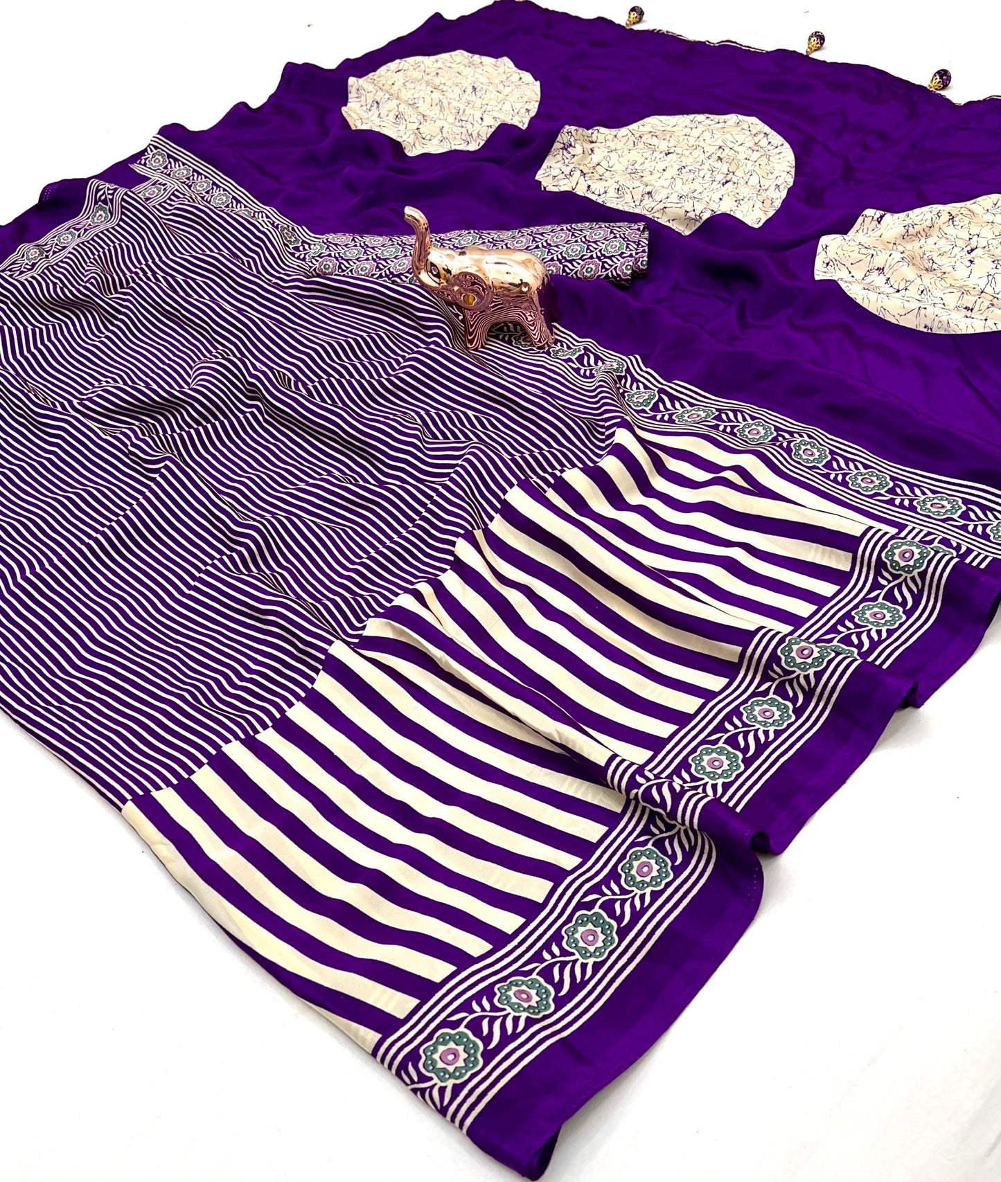 Kayatri New Pure Crape Satin Ajrakh Printed Saree