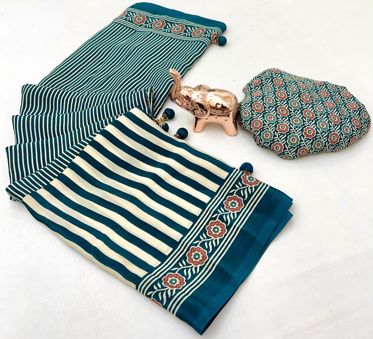 Kayatri New Pure Crape Satin Ajrakh Printed Saree
