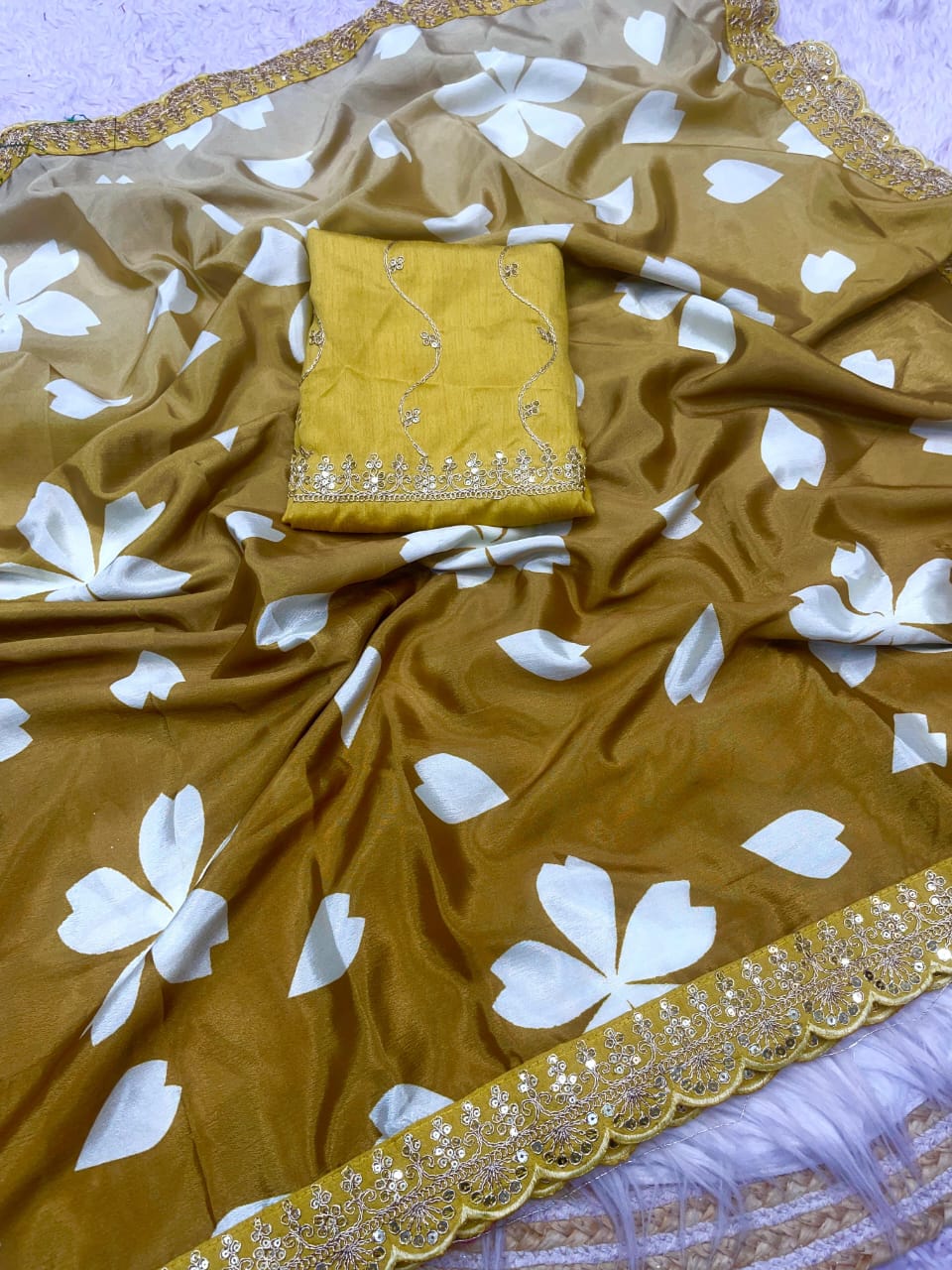 Kayatri New Pure Natural Chinon Digital Print Saree