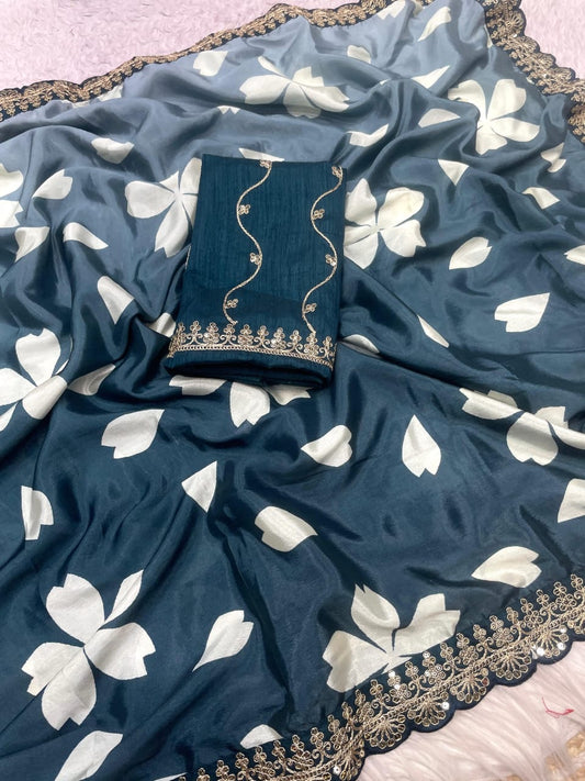 Kayatri New Pure Natural Chinon Digital Print Saree