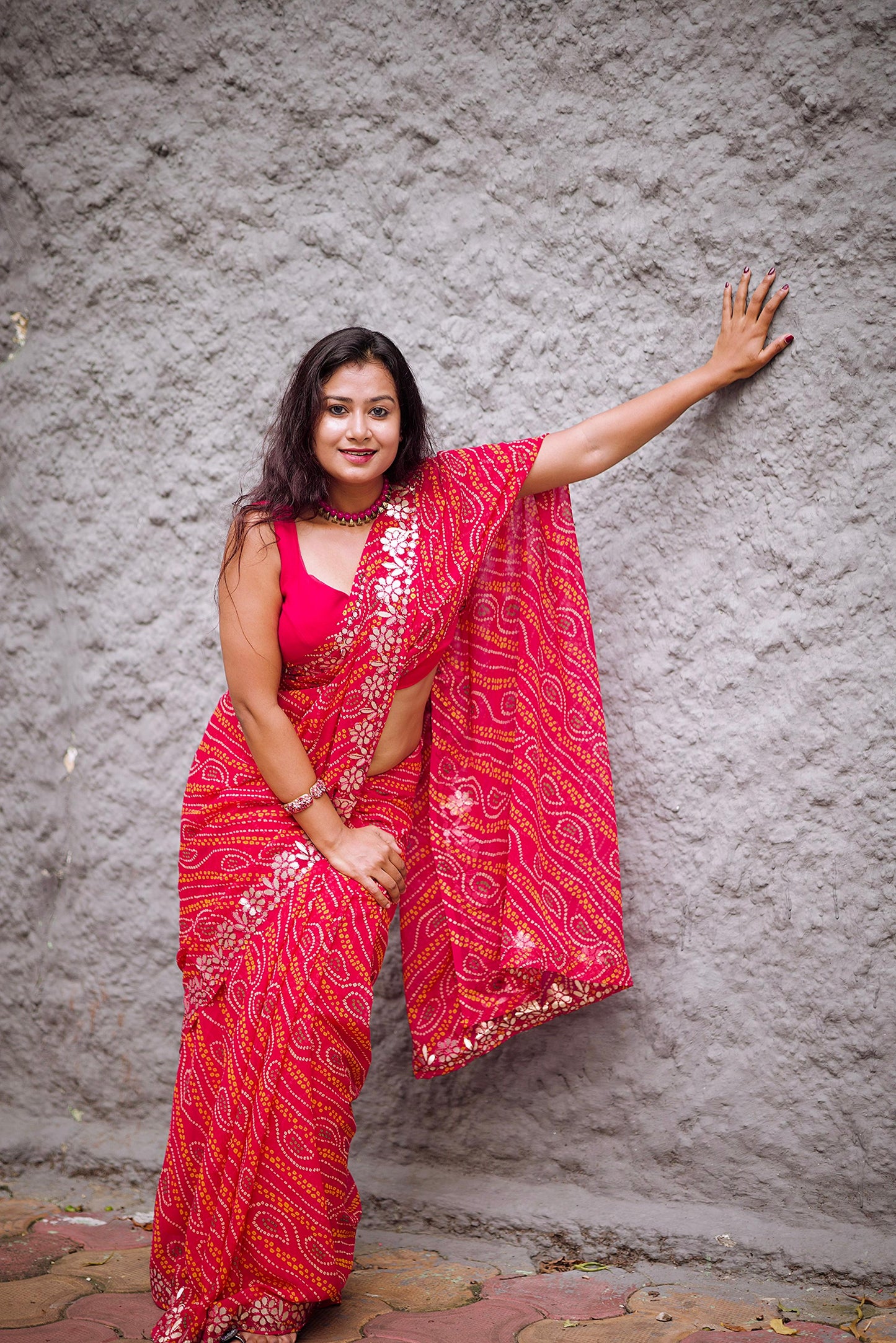 Kayatri New Viscose Georgette Bandhani Style Saree