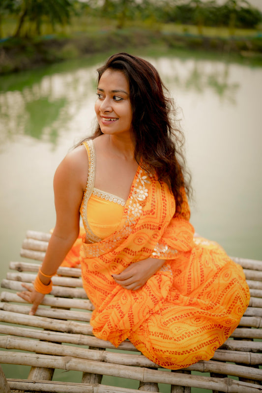 Kayatri New Viscose Georgette Bandhani Style Saree