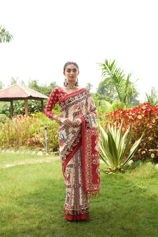 Kayatri New Tussar Silk Patola Print Saree
