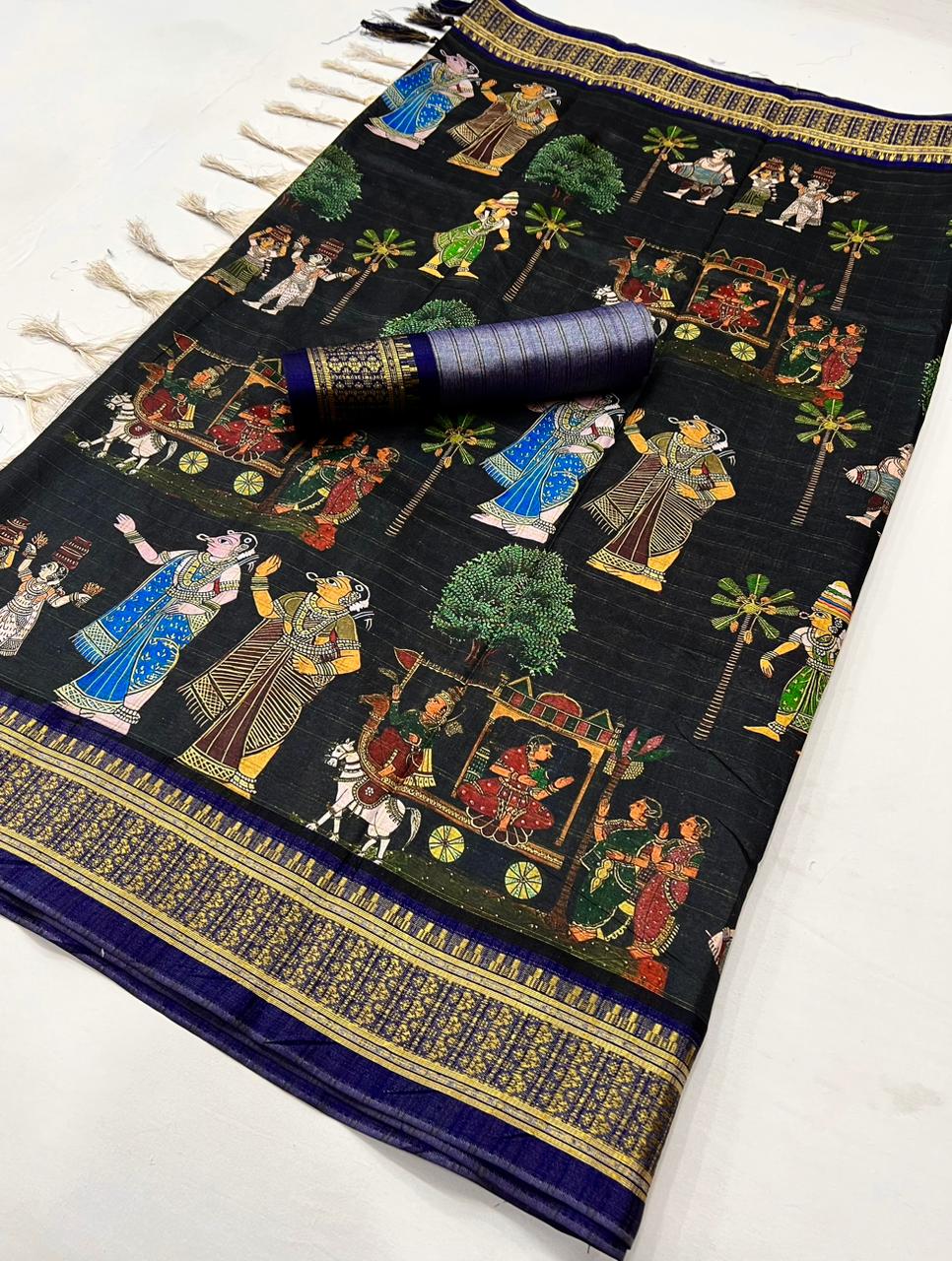Kayatri New Designer Slub Cotton Ikkat Print Saree