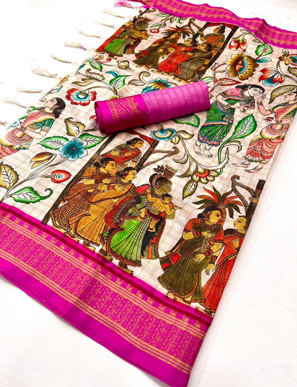 Kayatri New Designer Slub Cotton Ikkat Print Saree