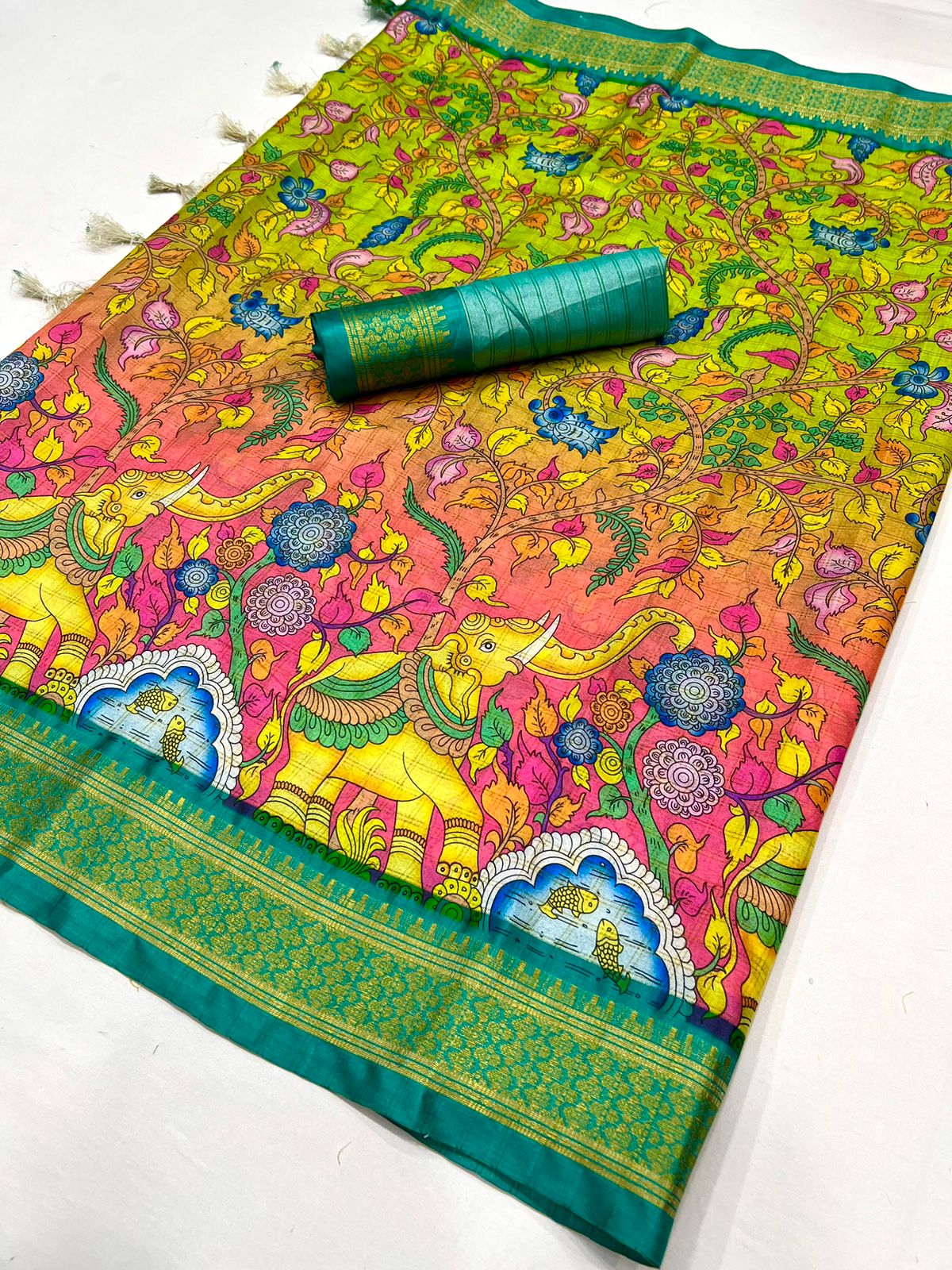 Kayatri New Designer Slub Cotton Ikkat Print Saree
