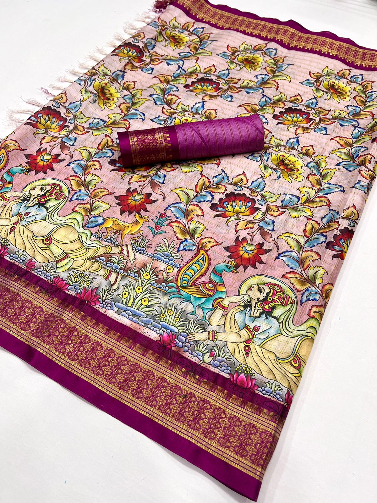Kayatri New Designer Slub Cotton Ikkat Print Saree