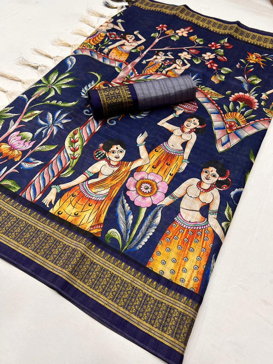 Kayatri New Designer Slub Cotton Ikkat Print Saree