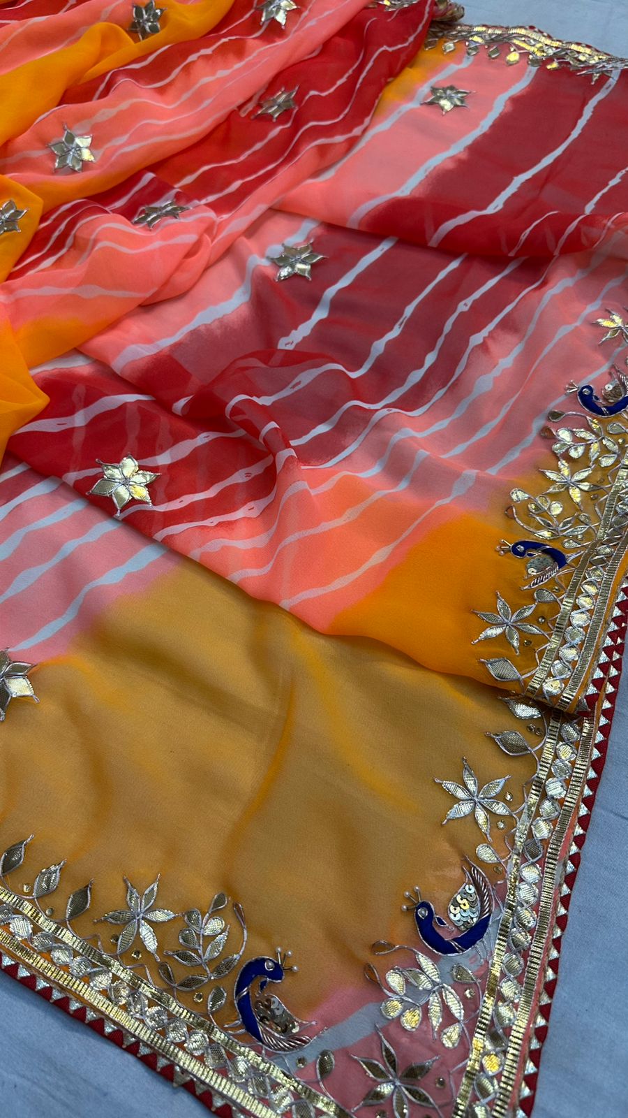 Kayatri New 60 Grm Georgette Leheriya Style Saree