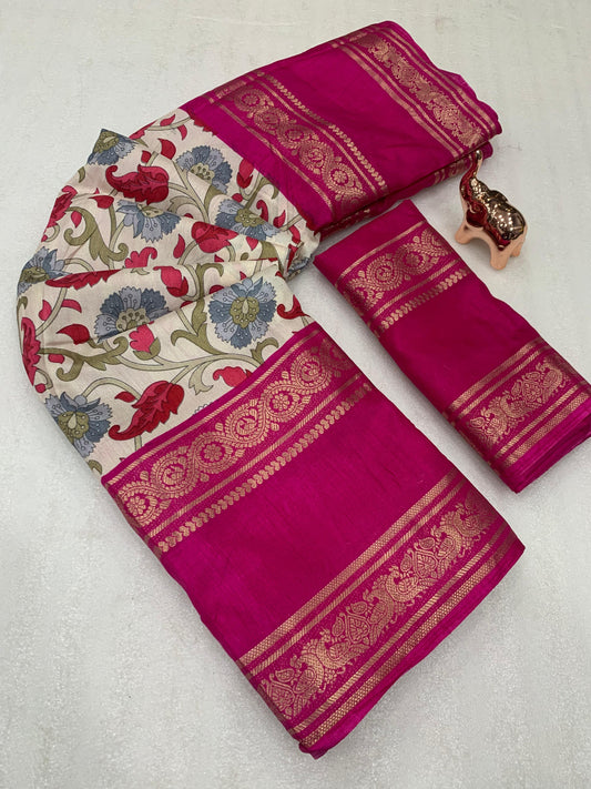 Kayatri New Soft Silk Kalamkari Print Saree