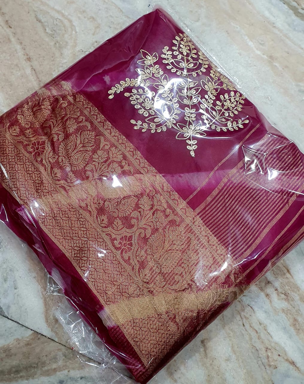 Kayatri New Pure Organza Pittan Work Leheriya Style Saree