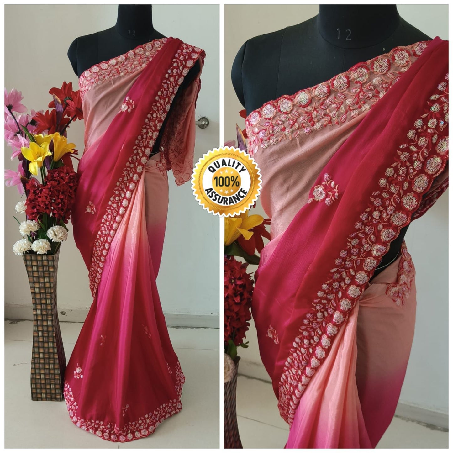 Kayatri New Chinon Heavy Sequence and Thread Work Saree