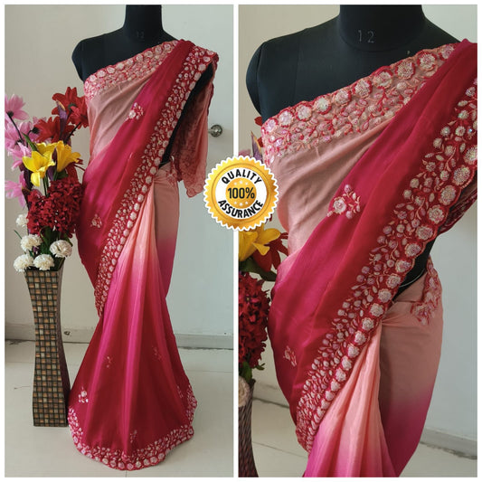 Kayatri New Chinon Heavy Sequence and Thread Work Saree