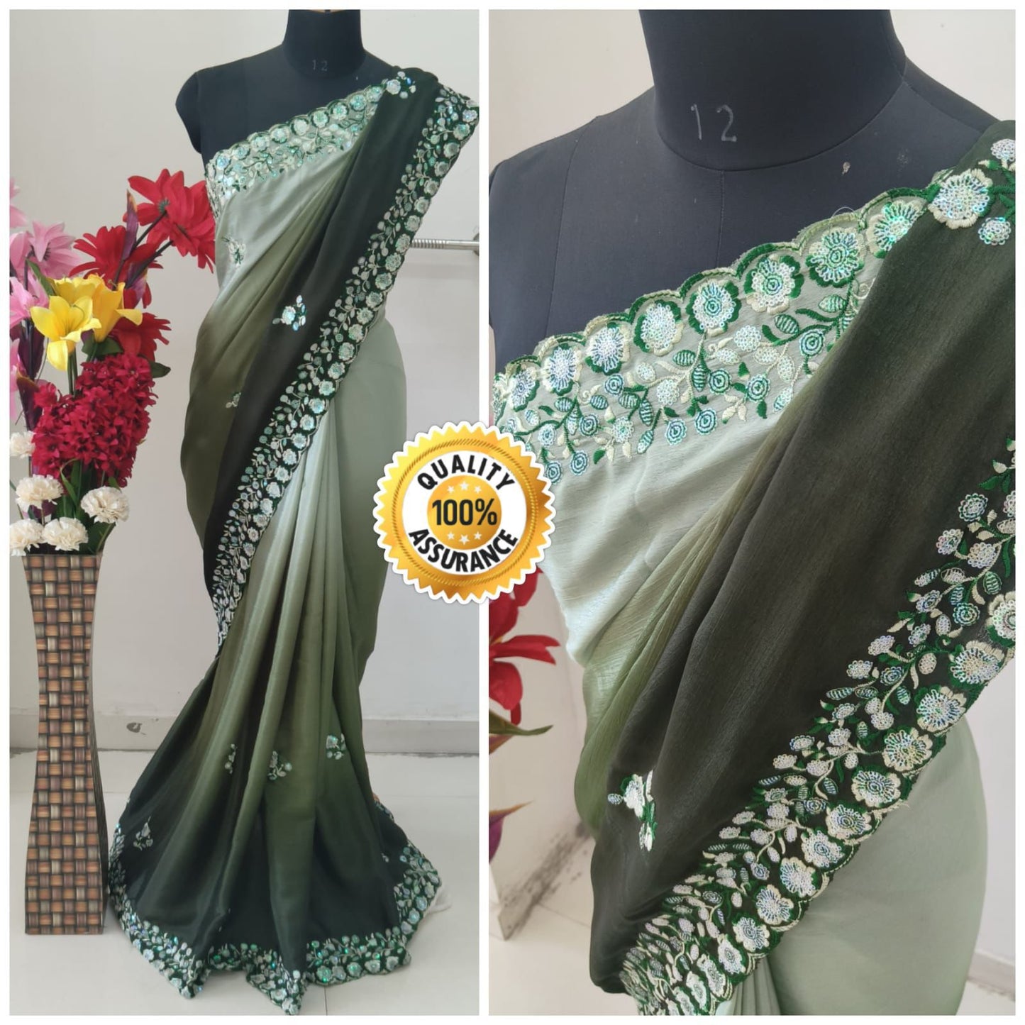 Kayatri New Chinon Heavy Sequence and Thread Work Saree