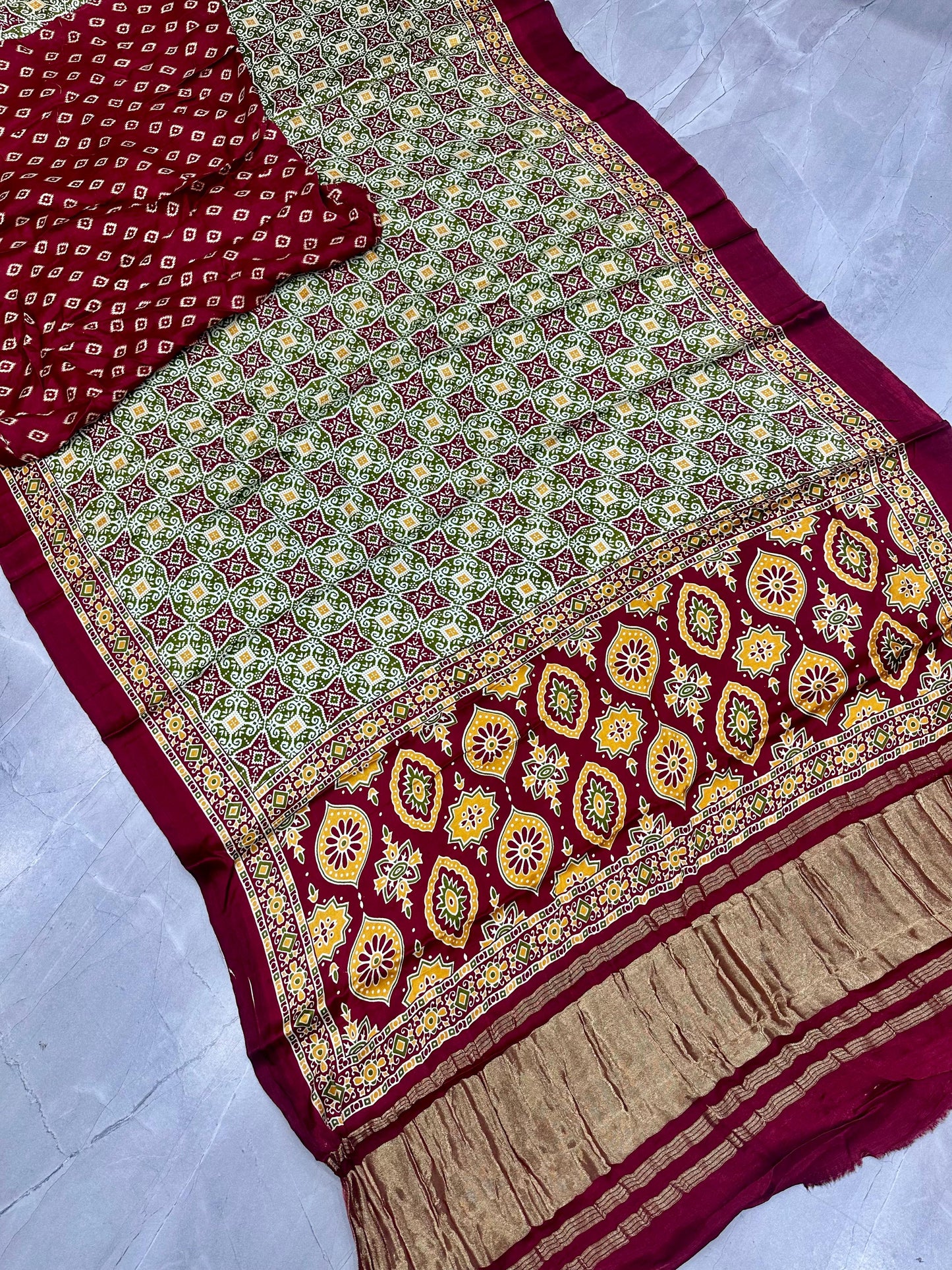 Kayatri New Pure Gaji Silk Ajrakh Print Saree