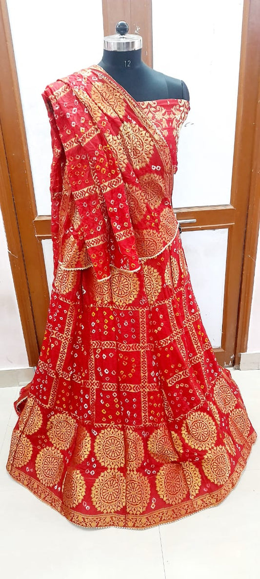 Kayatri New Ghatchola Silk Handmade Bandhej Lehenga