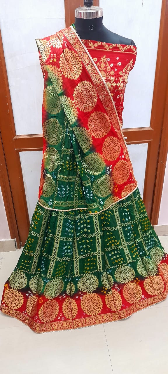 Kayatri New Ghatchola Silk Handmade Bandhej Lehenga