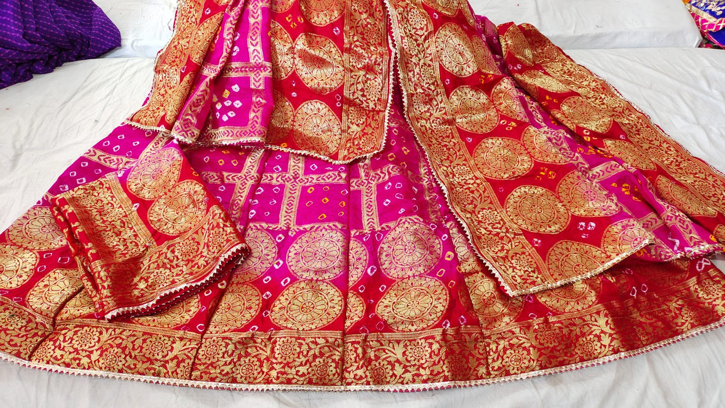 Kayatri New Ghatchola Silk Handmade Bandhej Lehenga