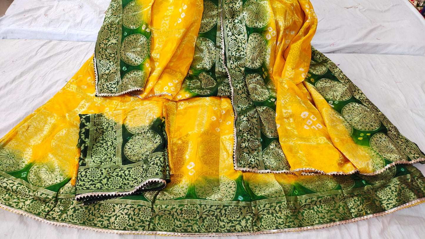 Kayatri New Ghatchola Silk Handmade Bandhej Lehenga