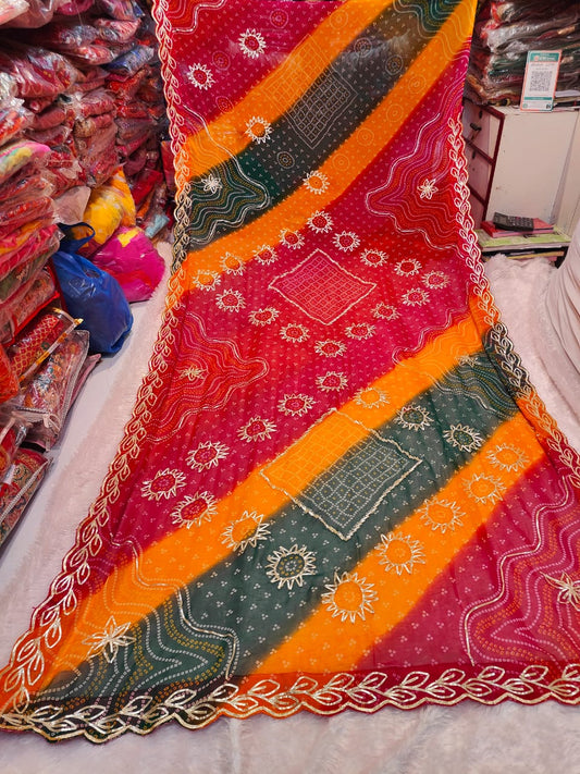 Kayatri New Georgette Kacha Gota Work Saree