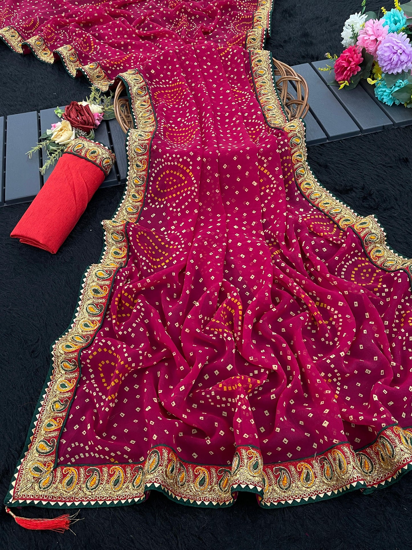 Kayatri New Viscose Georgette Gotapatti Handwork Saree