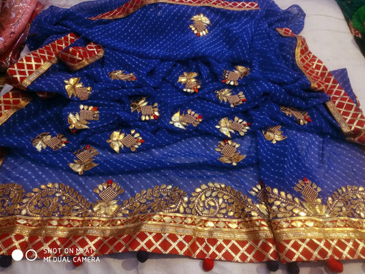 Kayatri New 60 Grm Georgette Hand Gotapatti Work Saree