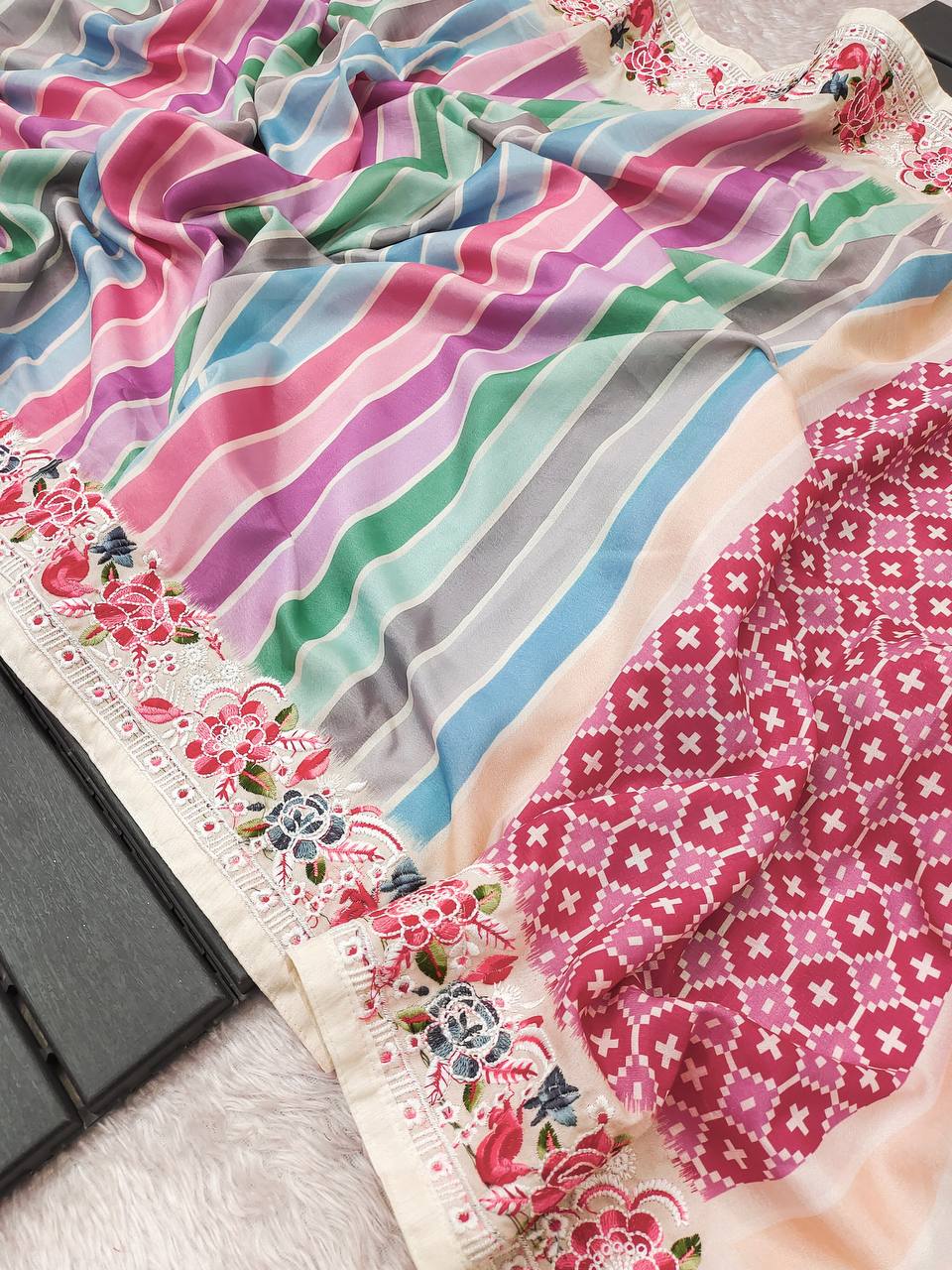 Kayatri New Vichitra Silk Digital Print Saree