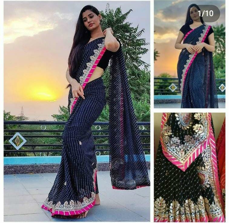 Kayatri New Mothra Leheriya Bandhej Saree