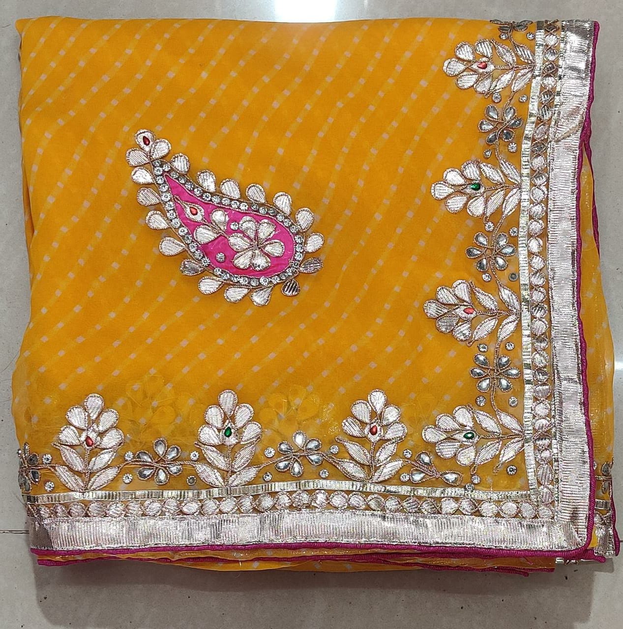 Kayatri New Mothra Leheriya Bandhej Saree