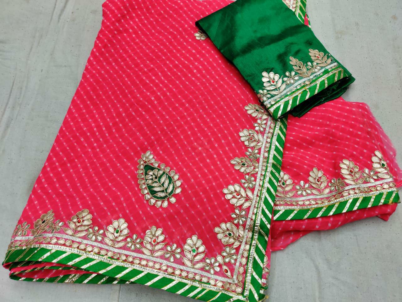 Kayatri New Mothra Leheriya Bandhej Saree