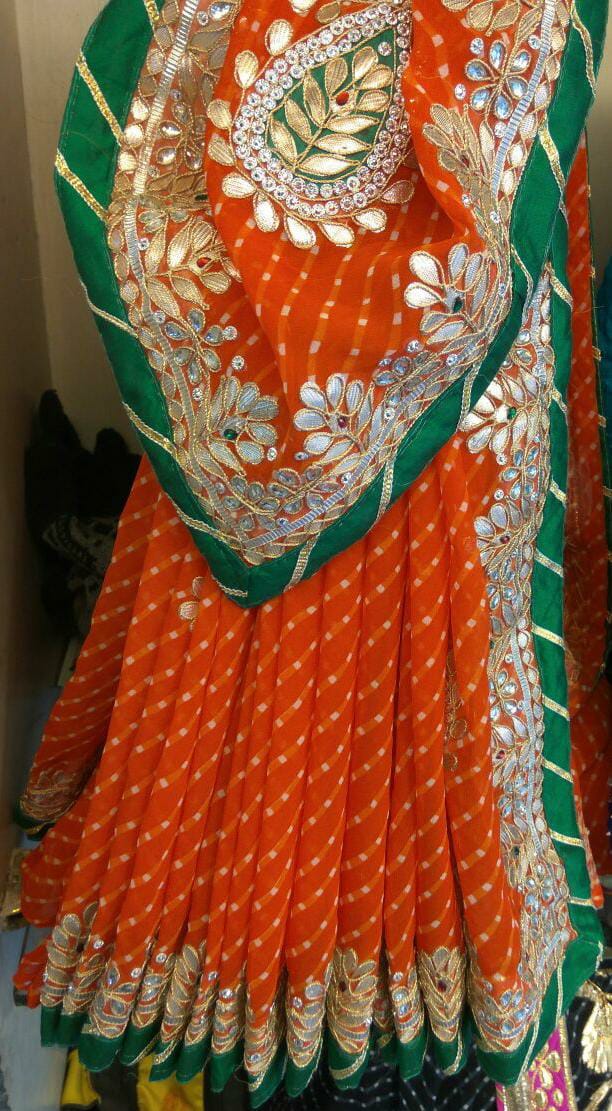 Kayatri New Mothra Leheriya Bandhej Saree