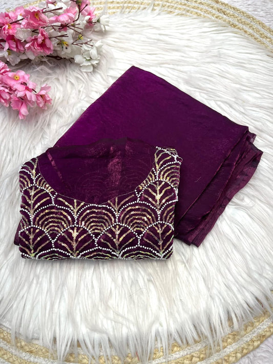 Kayatri New Designer Fandy Sattin Brits Cutdana Work Saree